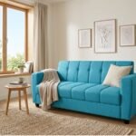 Enlay Sun Button Line 3 Seater Fabric Straight Armrest Sofa
