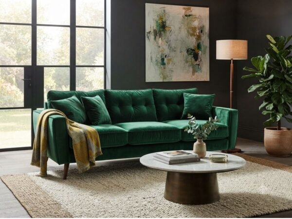 Enlay Pluto Impress 3 Seater Velvet Straight Armrest Sofa