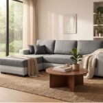 Enlay Earth Classic Two Color 3+1 Lounger Fabric Straight Armrest Sofa