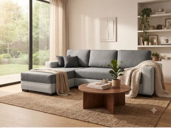 Enlay Earth Classic Two Color 3+1 Lounger Fabric Straight Armrest Sofa