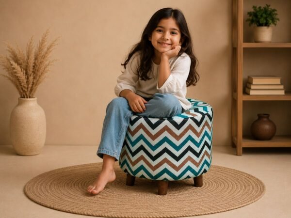 Enlay Round Printed Pouffe