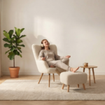 Enlay Earth Classic 1 Seater Curved Armrest Fabric Relaxing Chair & Table Booster