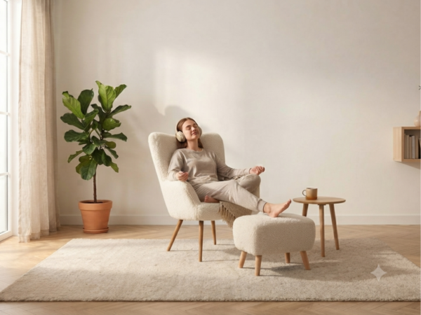 Enlay Earth Classic 1 Seater Curved Armrest Fabric Relaxing Chair & Table Booster